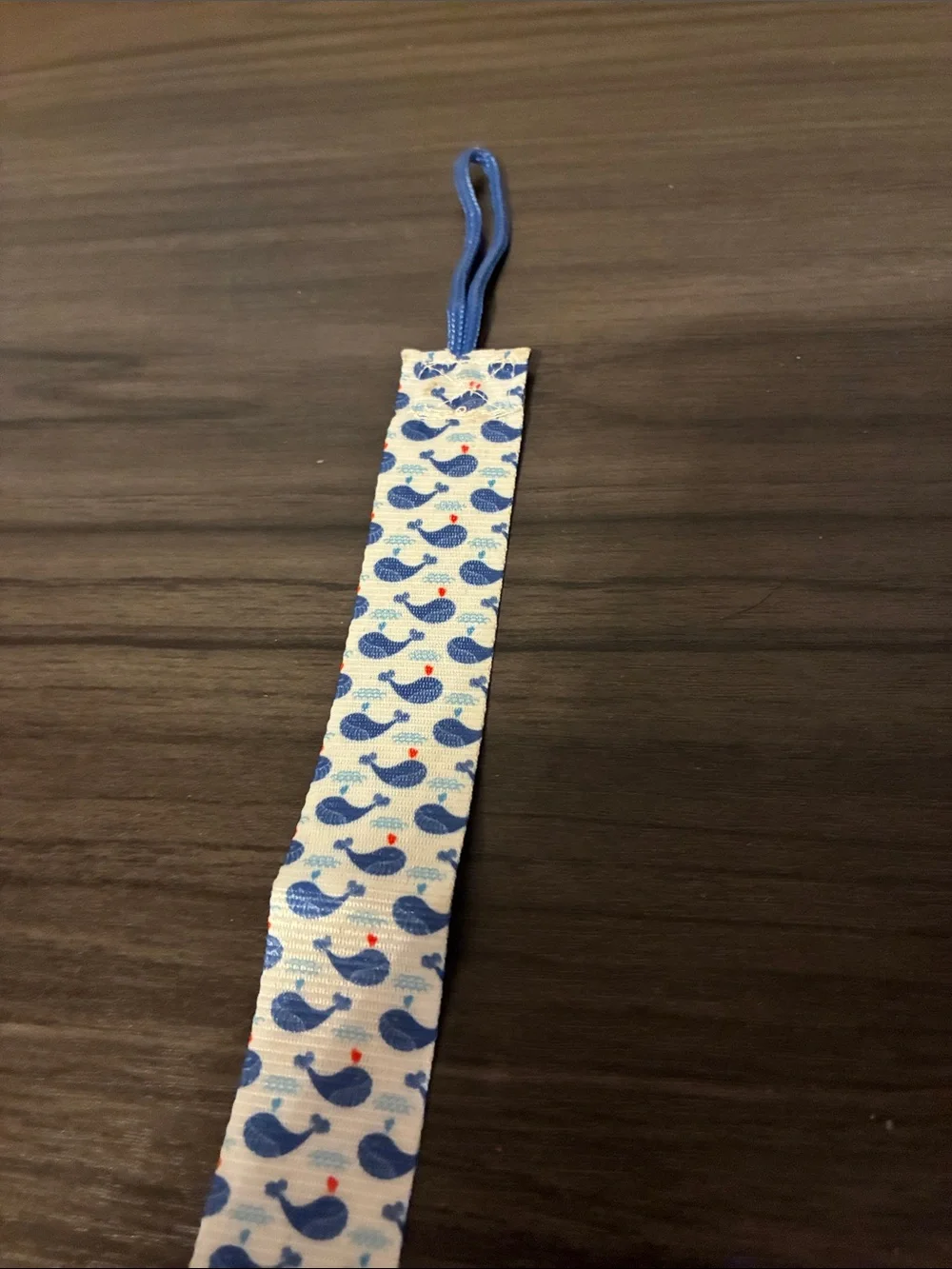 Blue Whale Pattern Pacifier Clip Nautical Fabric Binky Holder
